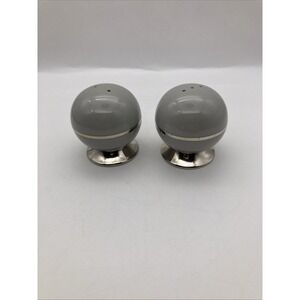 Flintridge China Miramar-Rose w Gray Rim-Platinum Trim-Salt & Pepper Shakers